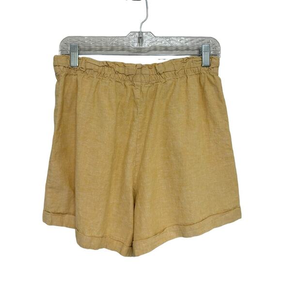 Uniqlo Linen Cotton Pull-On High Waisted Shorts in Yellow - Size M - Picture 2 of 4